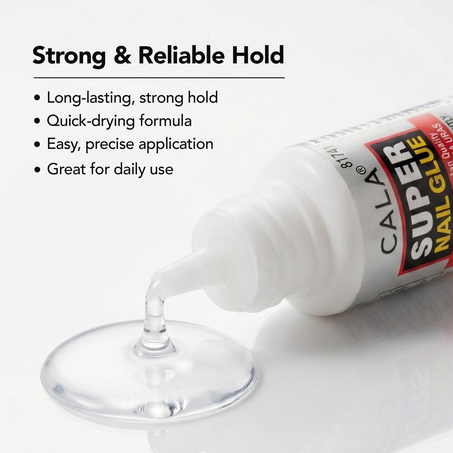 CALA Super Nail Glue facilita aplicación precisa para uñas con acabado suave y profesional.