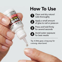 Con CALA Super Nail Glue, uñas falsas quedan adheridas con fiabilidad para uso diario.