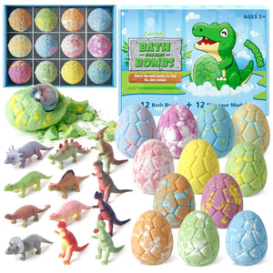 CalmNFiz bomba de baño dino-sorpresa flotando y burbujas coloridas