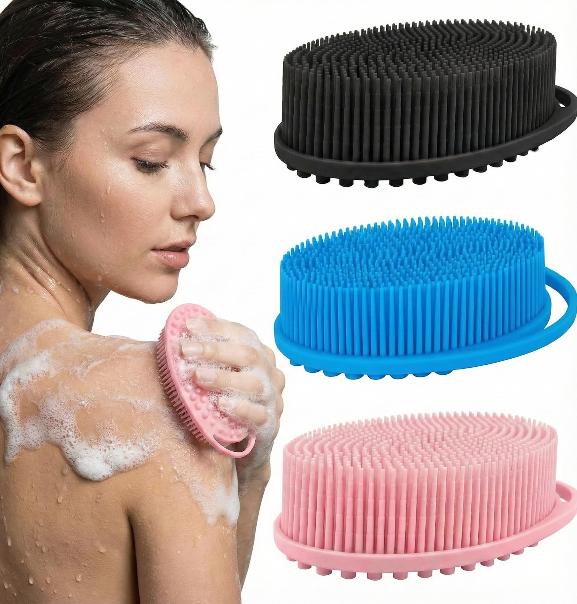 CamareR exfoliante de silicona para el cuerpo, dos en uno, limpieza suave.