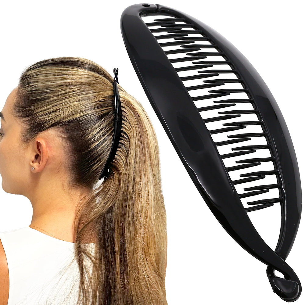 camila paris nv135 pinza banana extragrande negro para cabello grueso con agarre firme