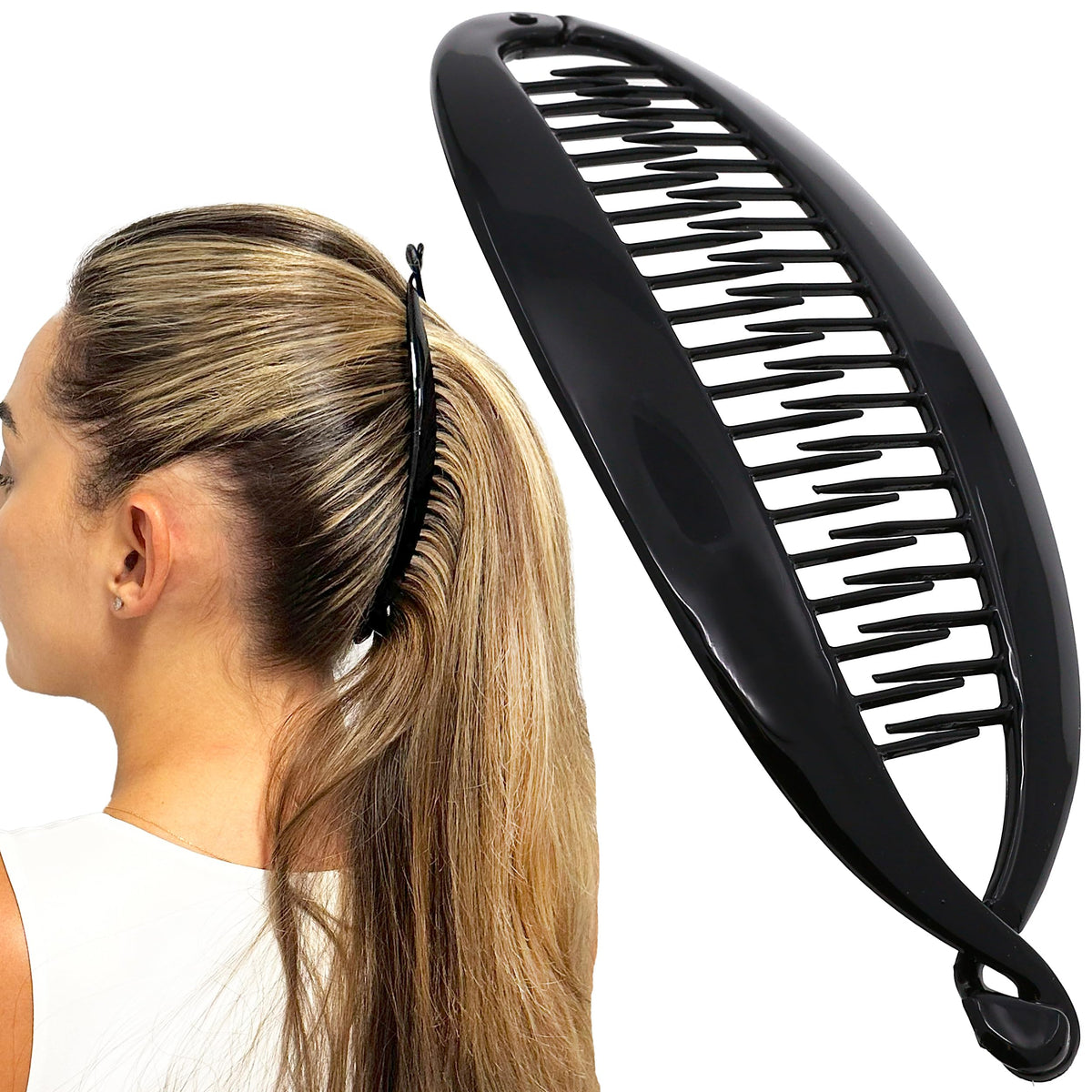 camila paris nv135 pinza banana extragrande negro para cabello grueso con agarre firme