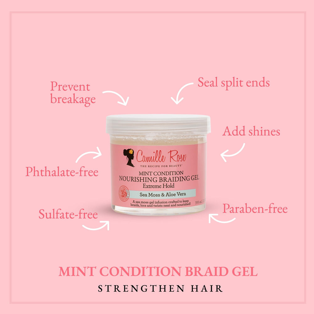 Camille Rose gel para trenzas: cuidado del cabello seco alivia la sequedad.