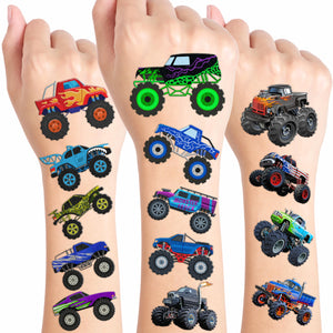 Tatuajes temporales de camión monstruo con 96 diseños para fiestas infantiles