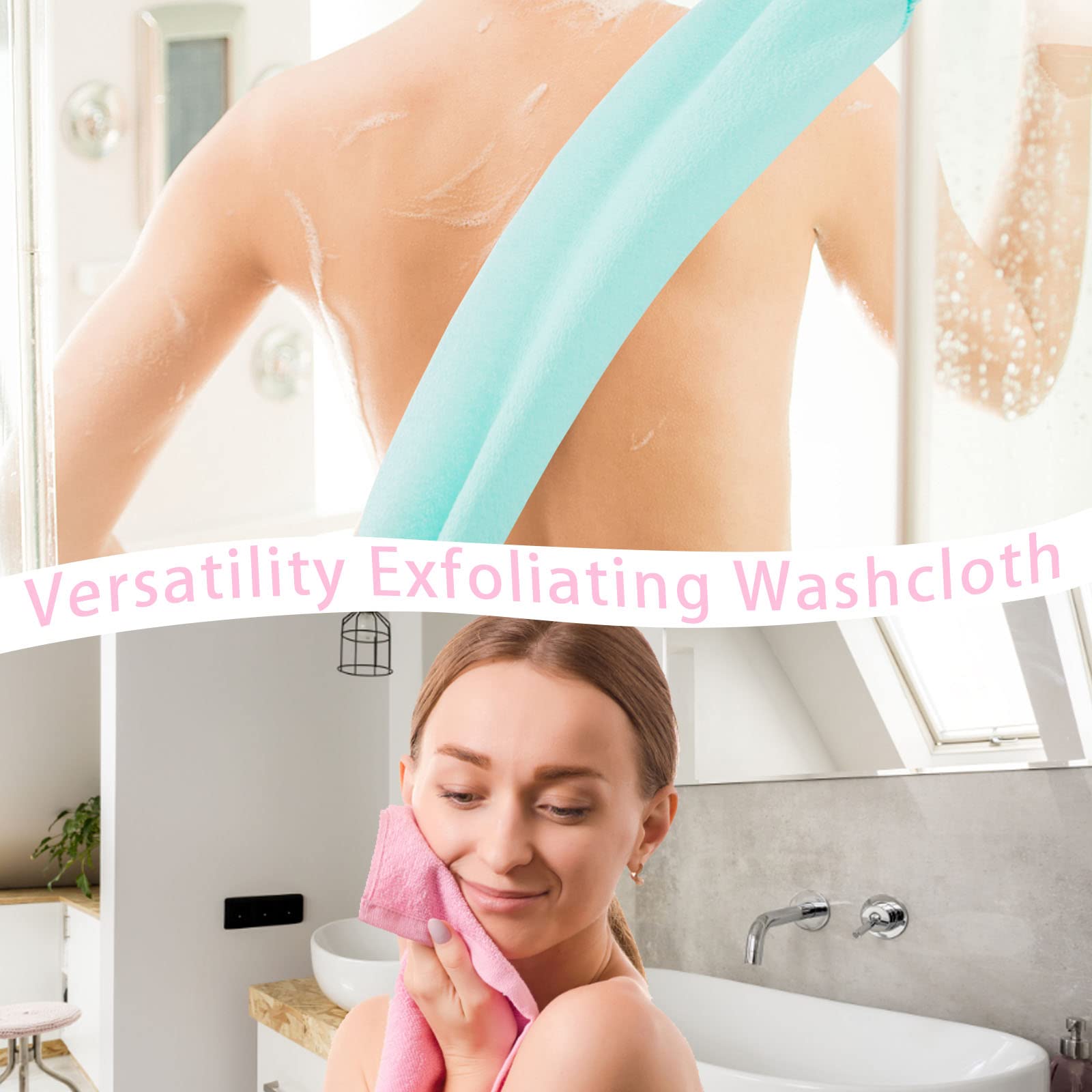 CANIPHA exfoliante de espalda con manijas verde, facilita alcance y limpieza completa.
