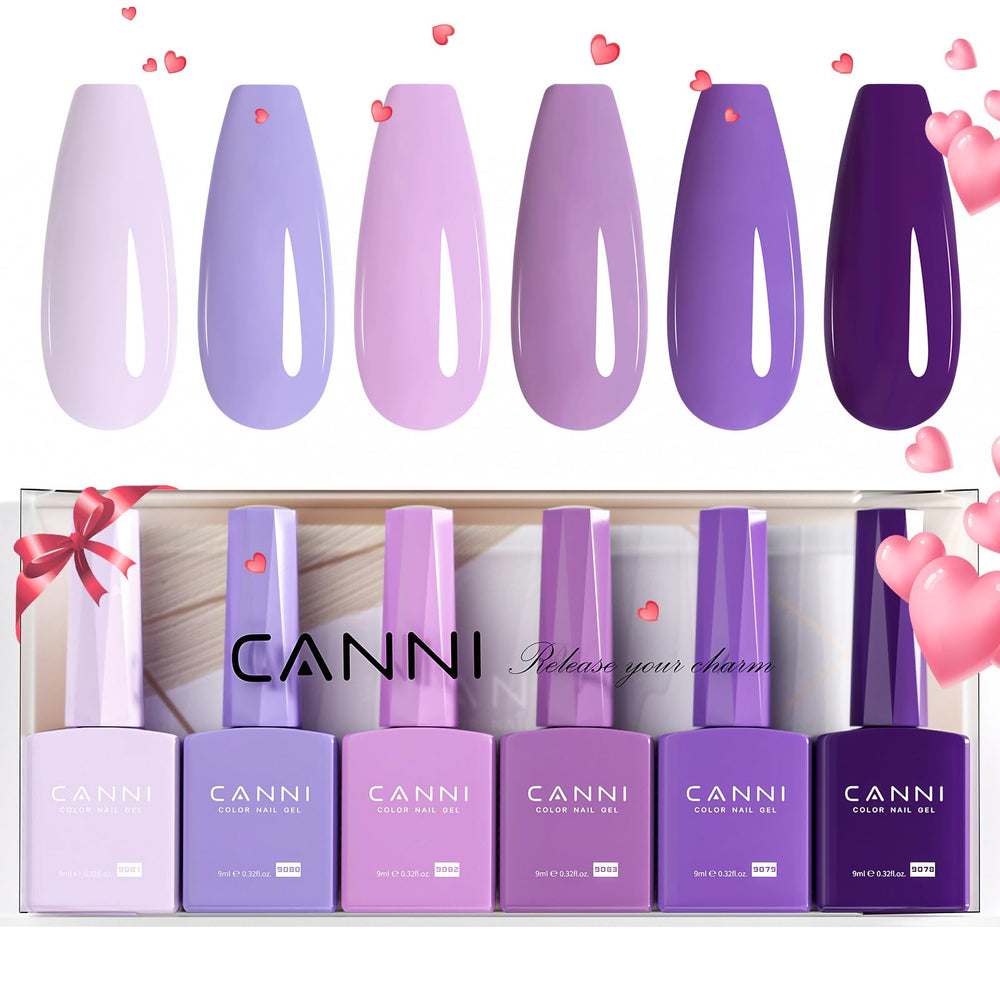 CANNI: set de esmalte gel morado, 6 piezas de 9 ml cada una para uñas.