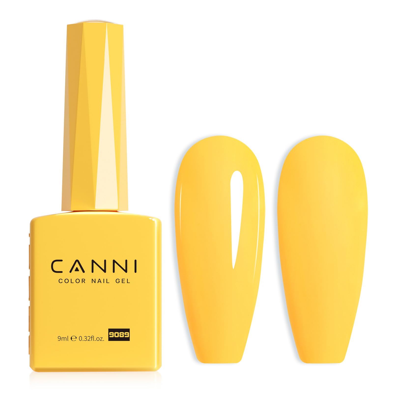 CANNI gel de uñas amarillo neón, botella frontal, ver el color con precisión.