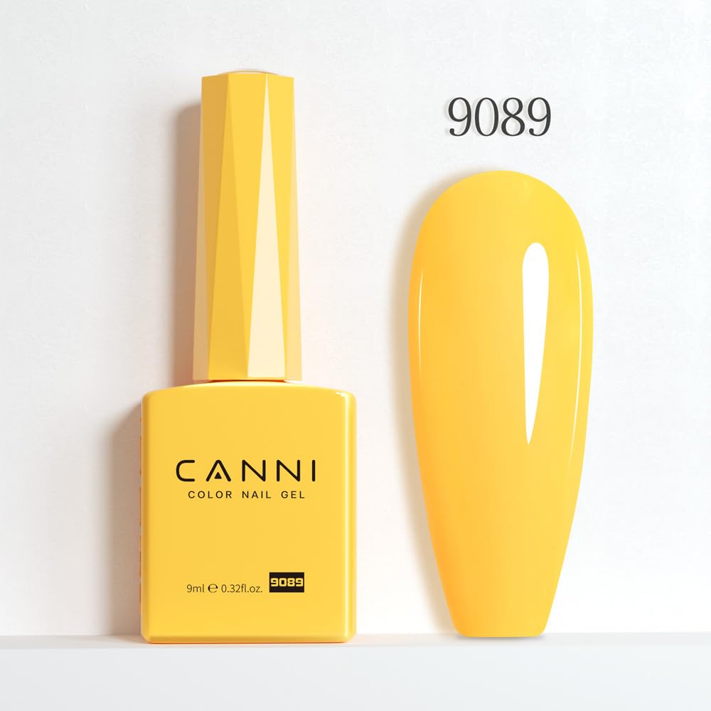 CANNI gel de uñas amarillo neón, acabado brillante para uñas uniformes.