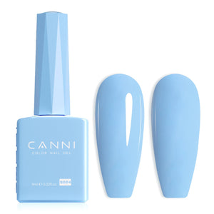 Gel CANNI Baby Blue en frasco azul claro para ver el color con precisión.