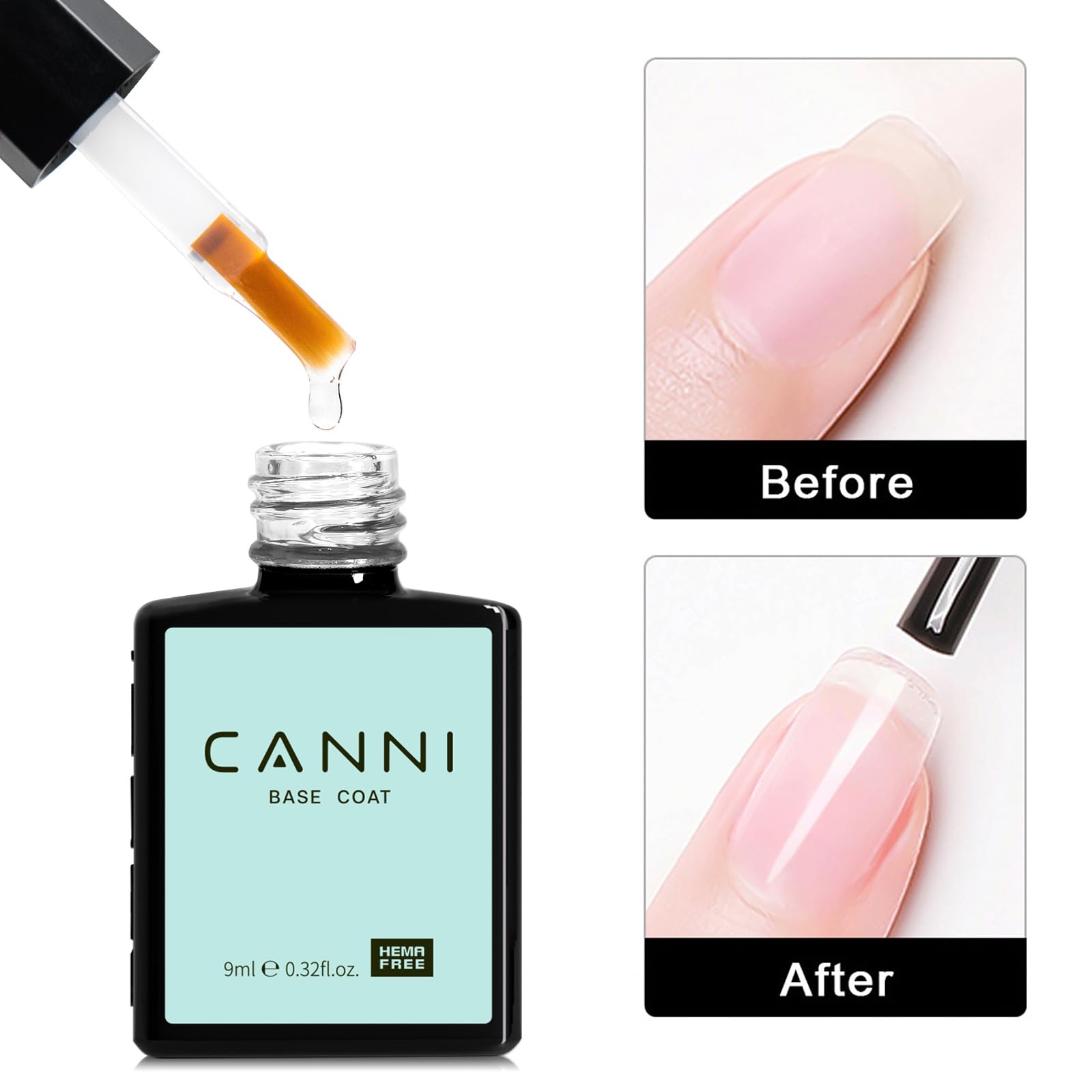 CANNI Base Coat transparente de larga duración para uñas