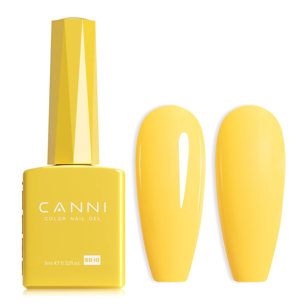 Esmalte gel CANNI amarillo pastel en botella para manicura precisa.