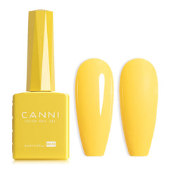 Esmalte gel CANNI amarillo pastel en botella para manicura precisa.