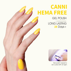 Esmalte gel CANNI con alta pigmentación para cobertura uniforme.