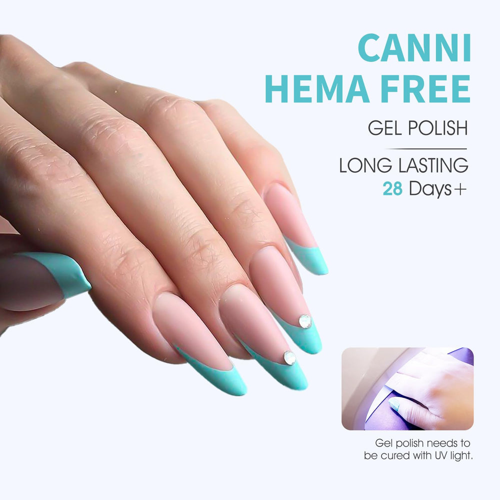 Acabado brillante del gel azul pastel de CANNI.