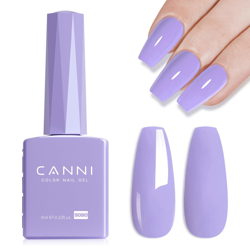 CANNI Esmalte gel morado palido con brillo para uñas.
