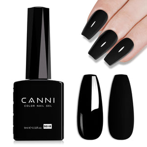 CANNI Esmalte gel negro en botella, acabado de alto brillo para uñas.