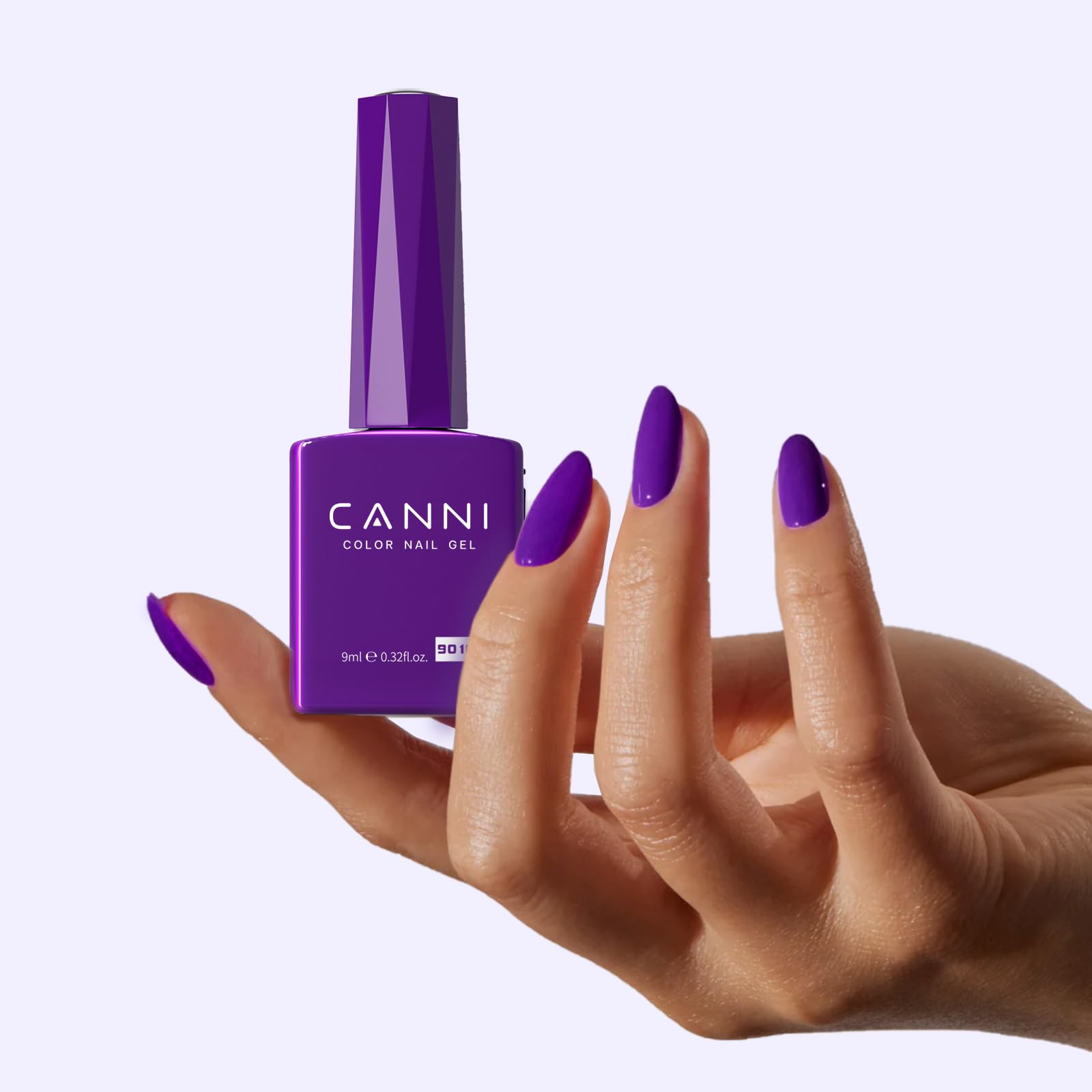 CANNI manicura en casa con gel púrpura oscura para acabado duradero.