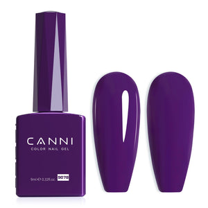 CANNI esmalte gel púrpura oscuro: botella color para ver el tono con precisión.