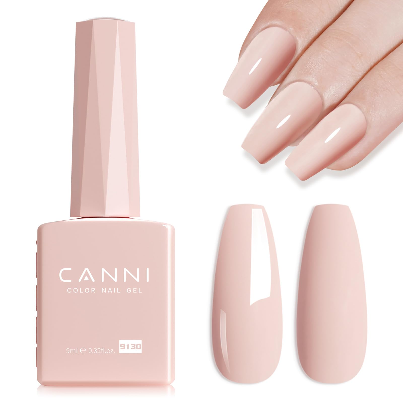 CANNI esmalte gel rosa claro en botella, acabado brillante para uñas.