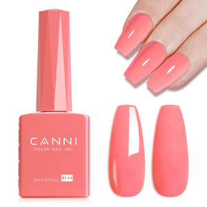 Esmalte gel CANNI Rosa Pomelo con brillo alto en botella de 9 ml.