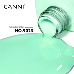 CANNI esmalte gel verde salvia tono claro, cobertura uniforme para uñas.