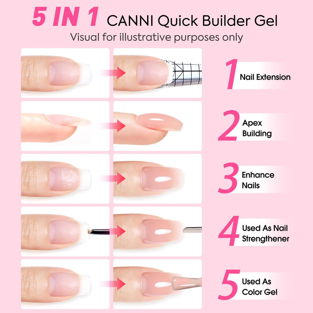CANNI gel de construcción, refuerzo flexible para uñas resistentes.