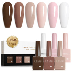 CANNI gel-nail-polish-kit botellas color nude-pink para manicuras precisas.