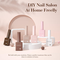 CANNI gel-nail-polish-kit etiqueta cristal 3D facilita identificar tono.