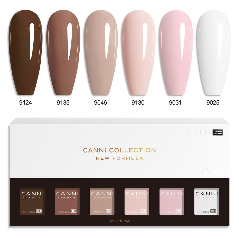 CANNI gel-nail-polish-kit conjunto de 6 tonos nude para manicura elegante.