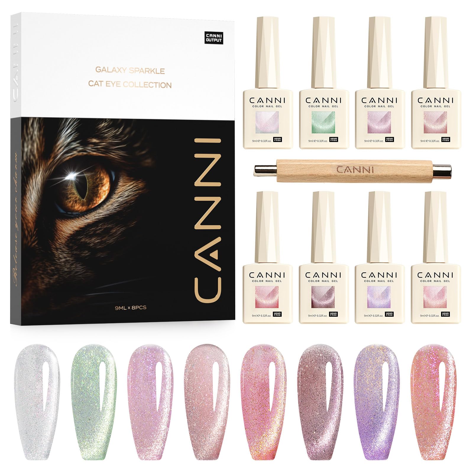CANNI Gel ojo de gato rosa, efecto magnético para uñas brillantes.