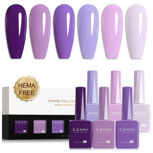 CANNI gel uñas violeta, botella visible, acabado preciso y duradero.