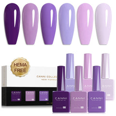CANNI gel uñas violeta, botella visible, acabado preciso y duradero.