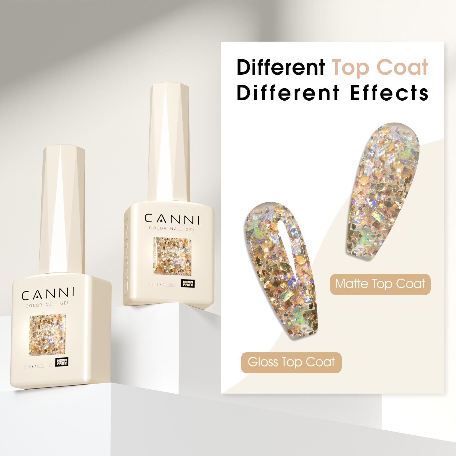 CANNI Glitter Gel ideal para fiestas y uñas brillantes en casa.