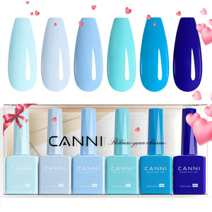 Conjunto CANNI de gel azul marino para uñas, 6 piezas, ideal para uso en casa