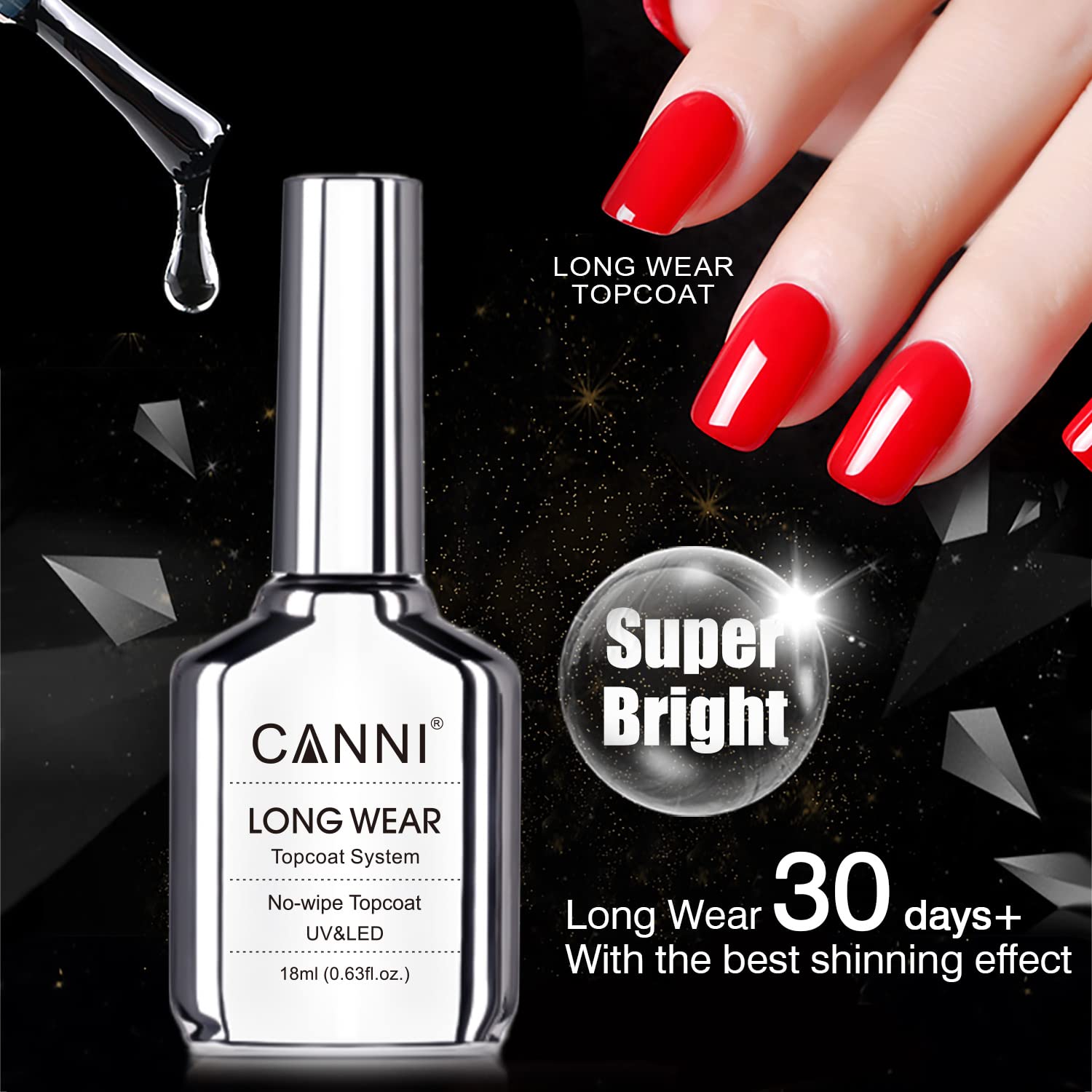 Top coat gel CANNI sin residuo pegajoso para uso limpio