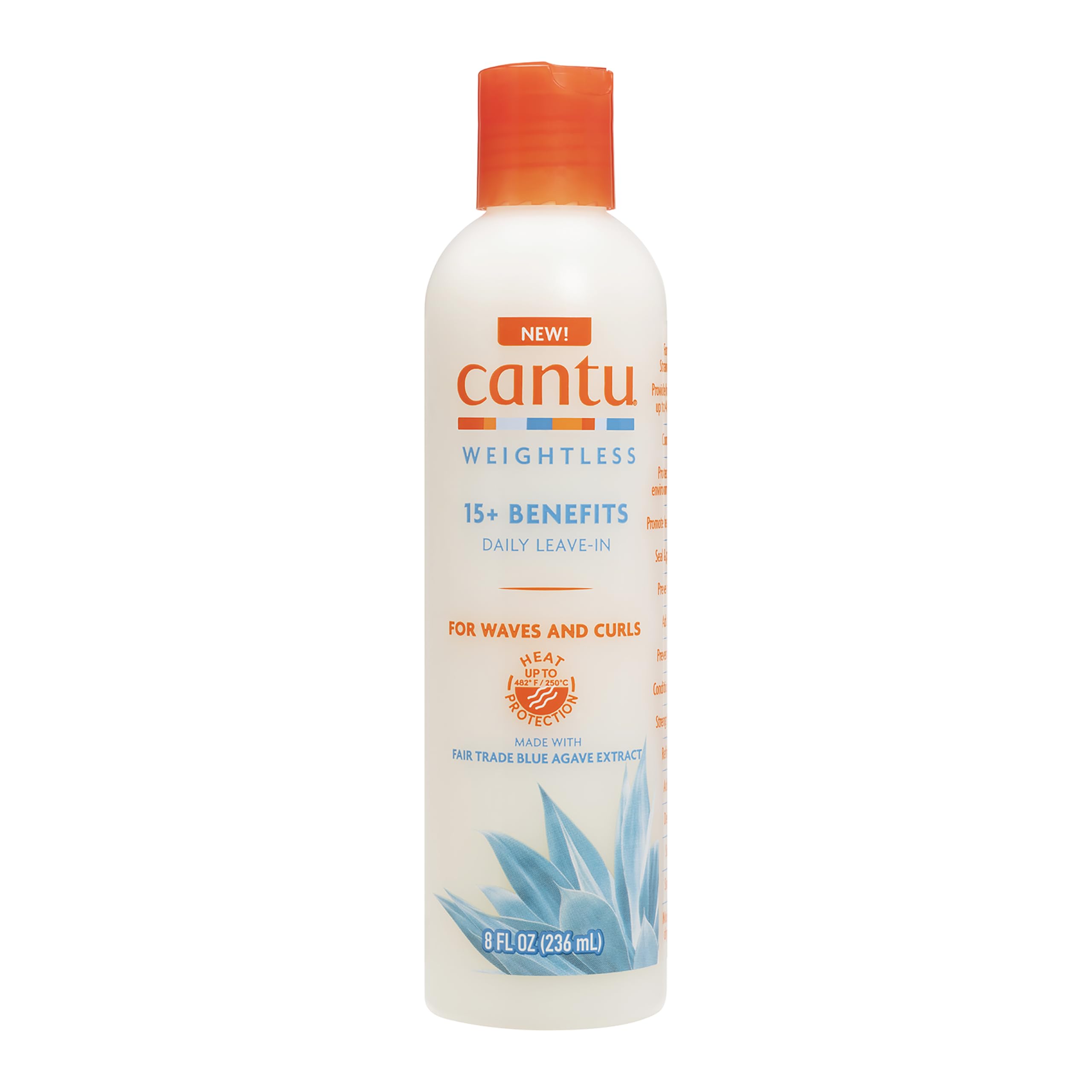 Cantu crema sin peso en bote, protege del calor y suaviza el cabello.