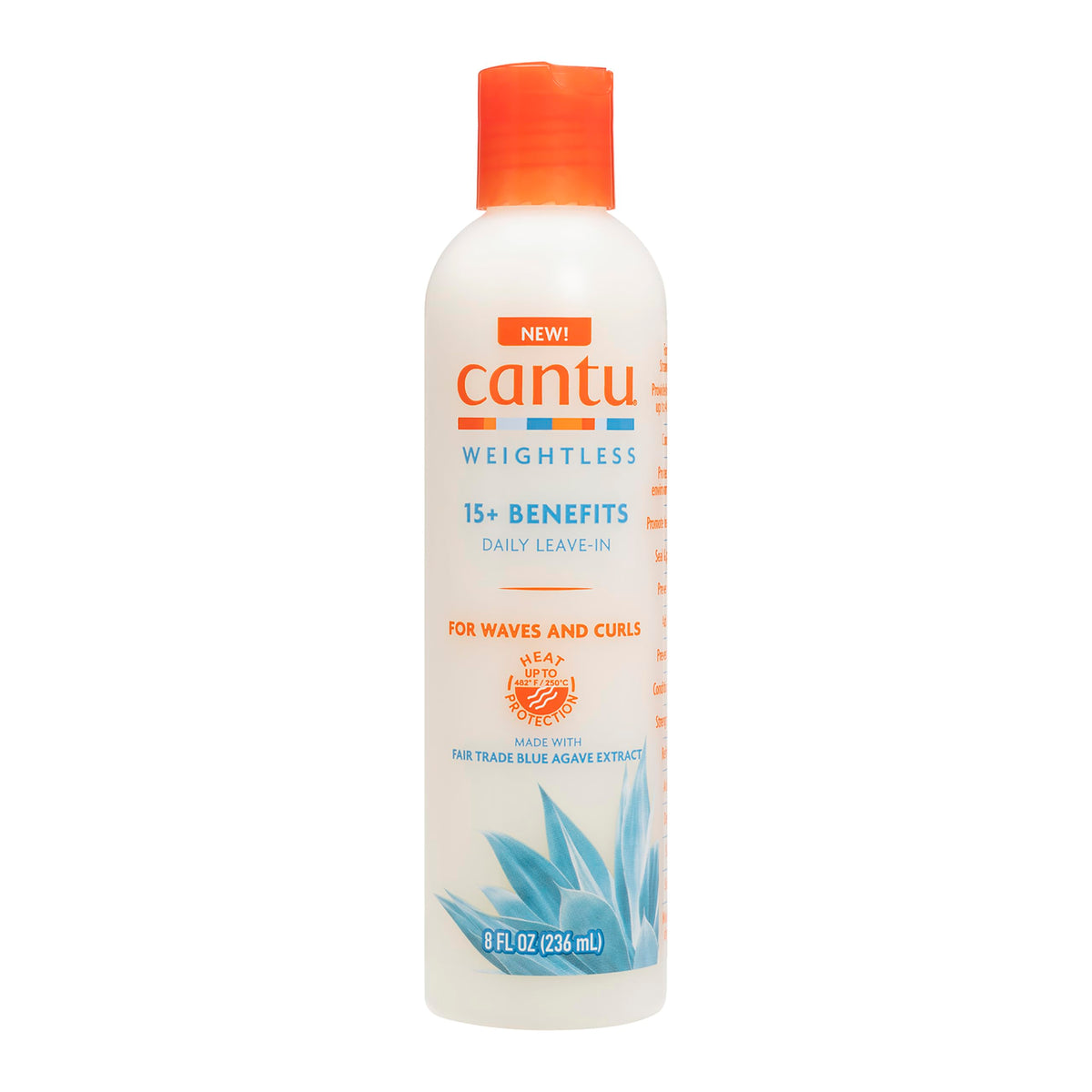 Cantu crema sin peso en bote, protege del calor y suaviza el cabello.