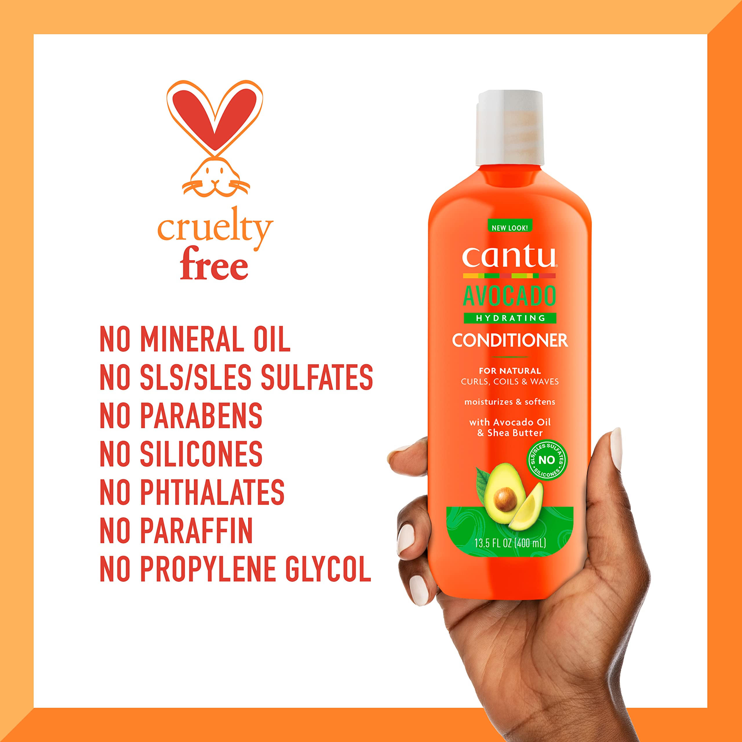 Cantu Ingredientes simples, acondicionador de aguacate para cabello suave.