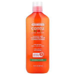 Acondicionador hidratante Cantu Shea Butter en botella para rizos y cabello natural suave
