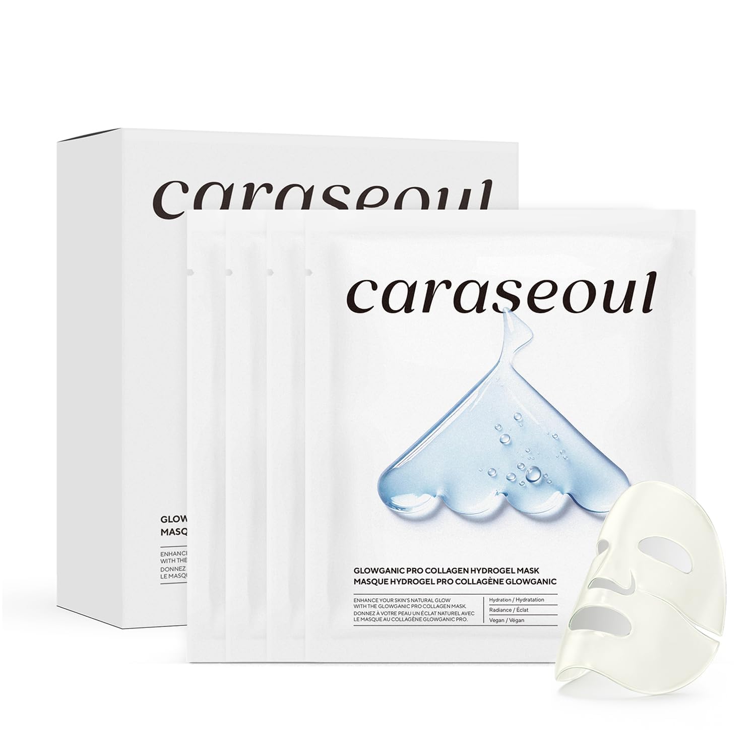 caraseoul Glowganic Pro máscara hidrogel, embalaje elegante para piel radiante
