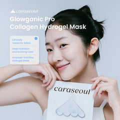 caraseoul Glowganic Pro máscara hidrogel, textura suave en rostro, sensación fresca