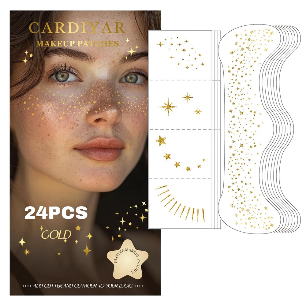 Cardiyar Glitter Freckles en parches grandes dorados para un brillo duradero