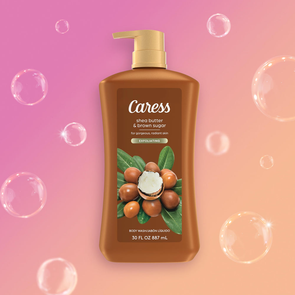 Caress gel de ducha con manteca de karité, aroma cremoso.