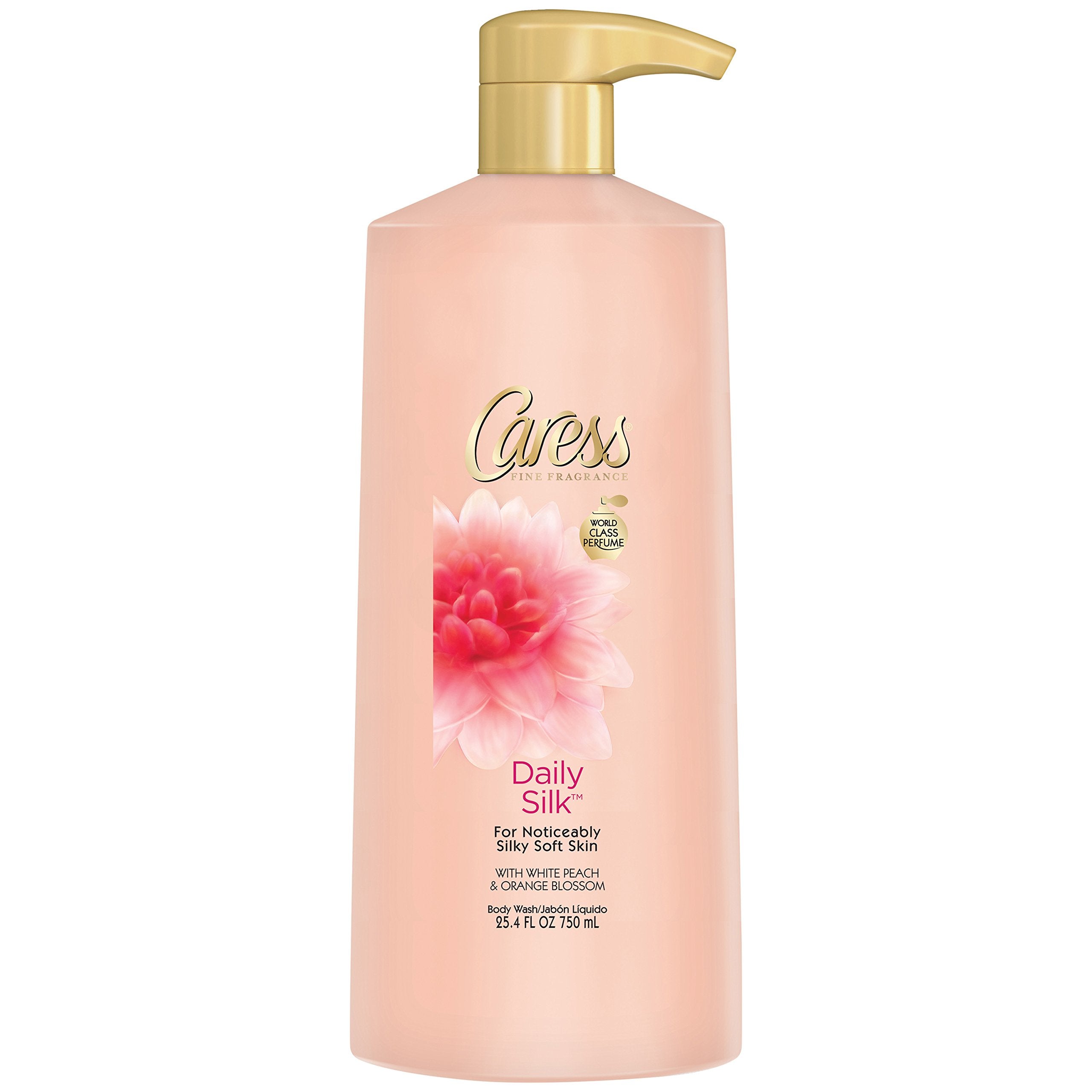Caress gel ducha seda diaria durazno blanco, piel suave al instante
