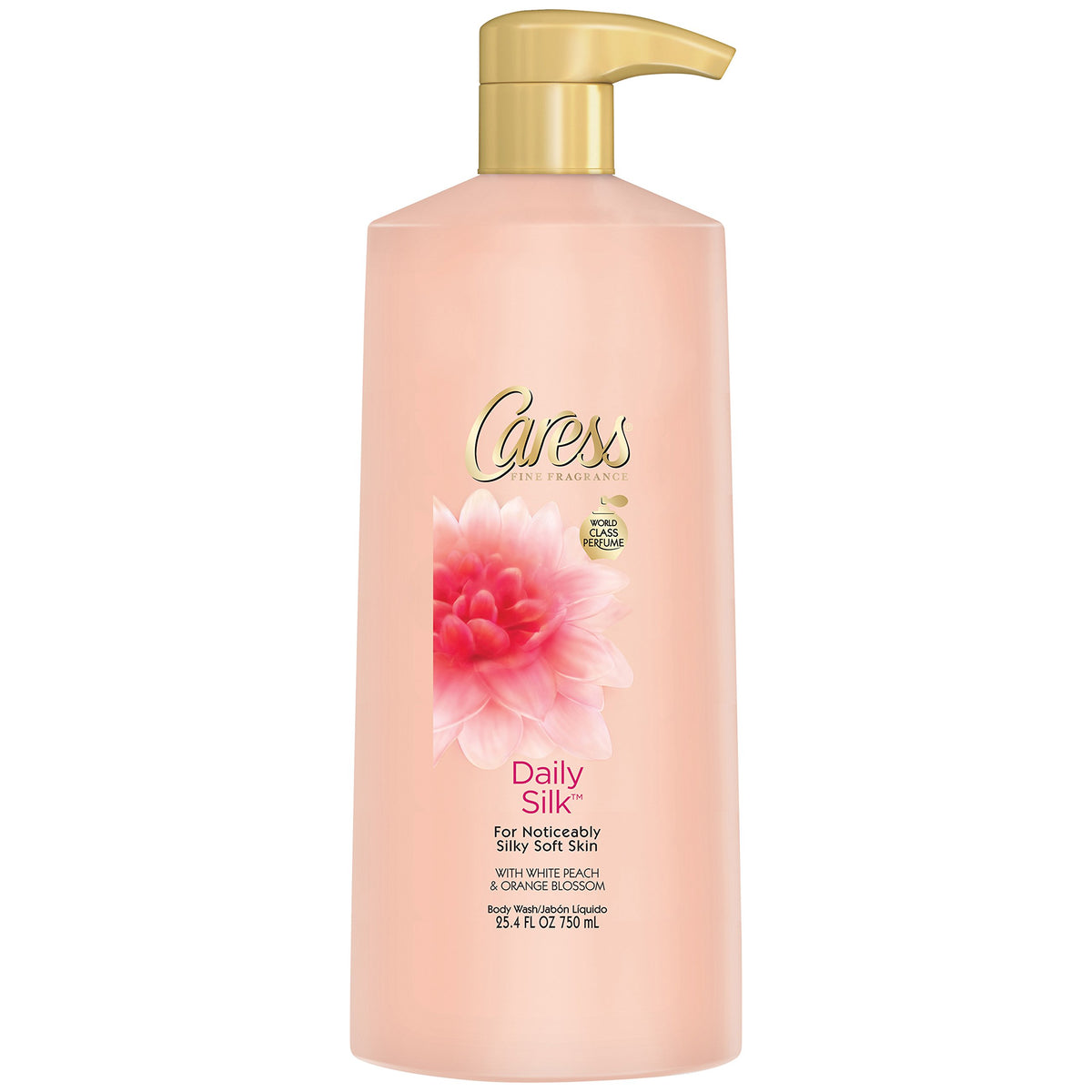 Caress gel ducha seda diaria durazno blanco, piel suave al instante
