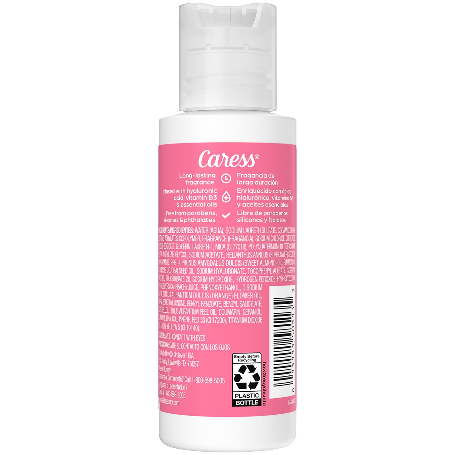 Caress Travel Body Wash Daily Silk espuma cremosa para experiencia de ducha.