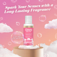 Caress Travel Body Wash fragancia durazno blanco para despertar los sentidos.