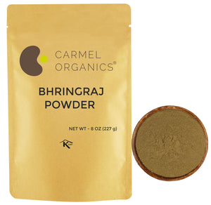 CARMEL ORGANICS Polvo bhringraj 8 onzas, cuidado capilar natural y puro.