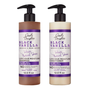 Carol's Daughter Black Vanilla champú, botella clara, limpia suavemente y aporta hidratación ligera