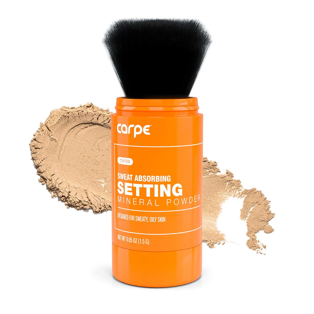 Carpe polvo mineral transparente con brocha para aplicación suave y control del brillo